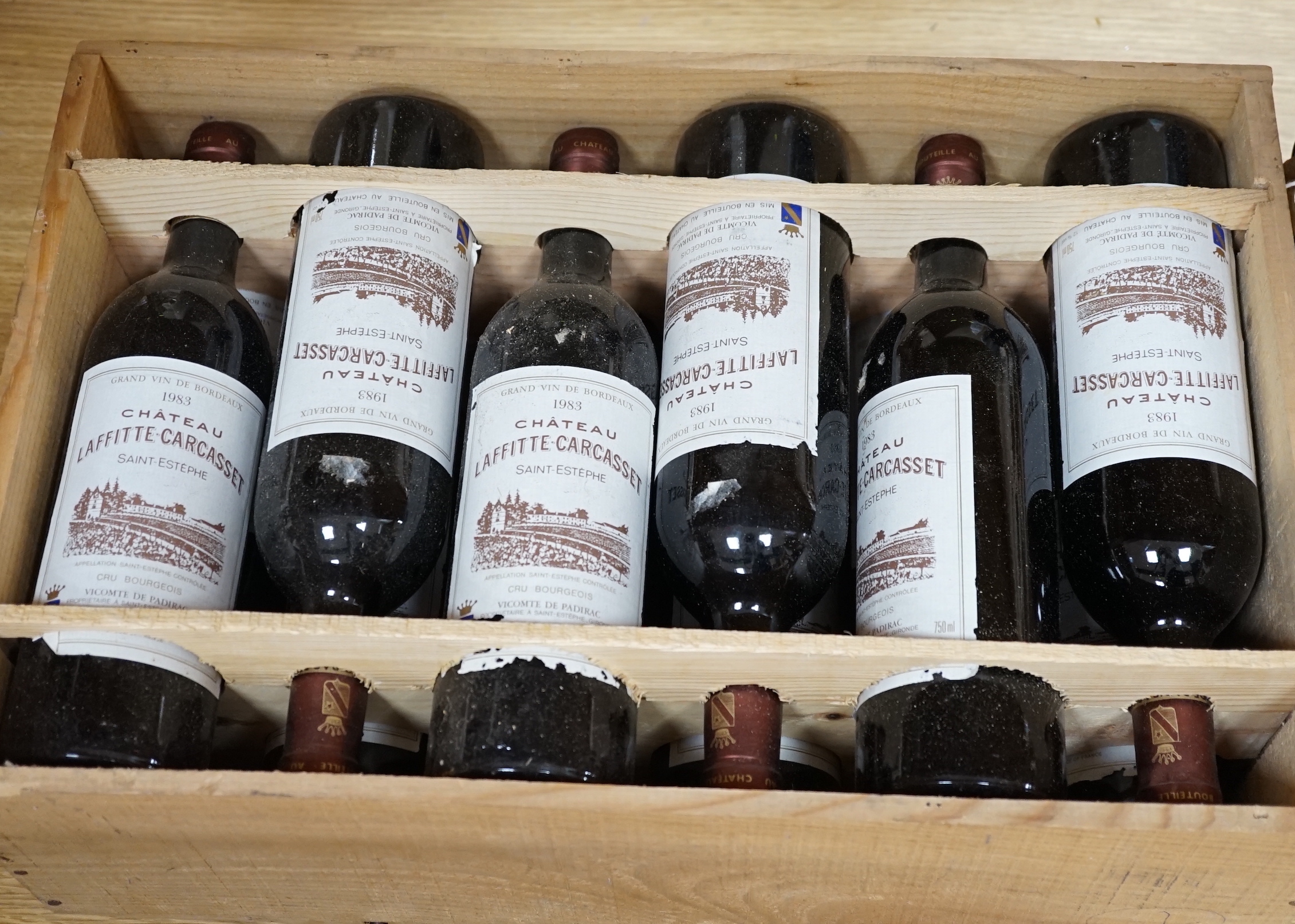 Twelve bottles of Chateau Laffitee Carcasset in OWC